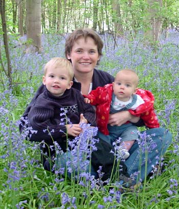 Mandy and the kids in the Bluebells