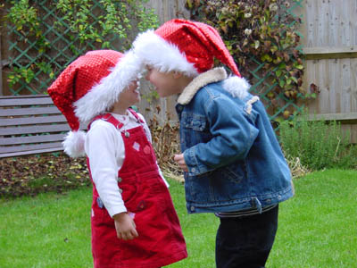 Joshua & Misha having fun in Christmas gear