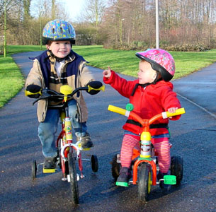 Joshua and Misha on a bike ride