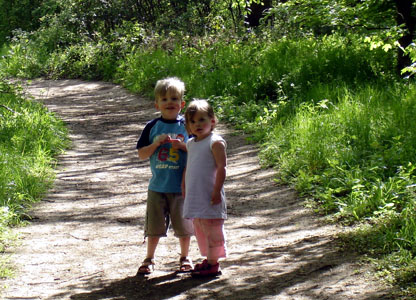Joshua and Misha just love the walks we take in the woodlands all around.