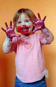 Messy time again!  Mandy's art sessions with them are a clear favourite