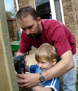 Josh helps dad with some DIY