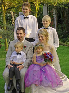 The newlyweds with their nephews and niece