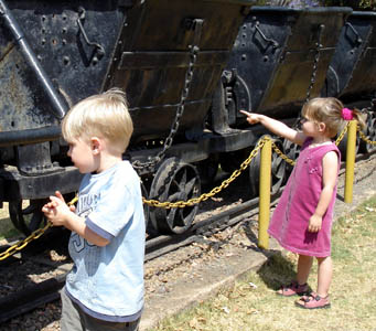 Joshua & Misha inspecting some of the diamond mining equipment