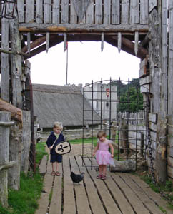 Josh & Mish standing in the gate at the Baron's castle