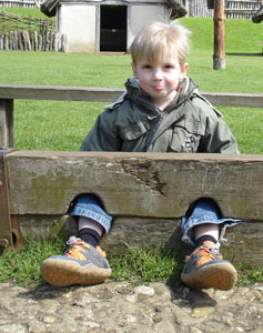 Joshua tries the stocks