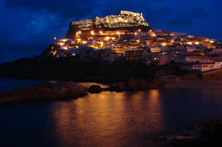 A night shot of Castelsardo - a walled castle and village not far from Valledoria.