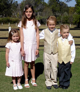 The children all dressed up for Dan & Caroline's wedding
