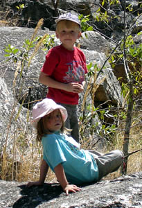 Joshua and Misha being explorers at Matopas