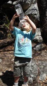 Misha quenches her thirst at Matopas