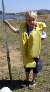 Joshua all kitted out for the canoe trip