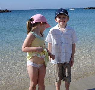 Joshua & Misha swam every day.  On the first day they swam in their clothes.