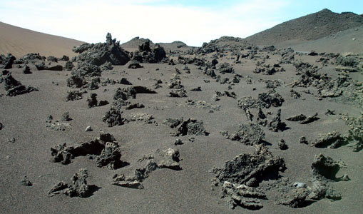 Bits of rock strewn like shrapnel across the landscape from the powerful explosions in the 1800s.