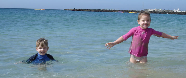 Joshua & Misha enjoying another swim in the emerald waters