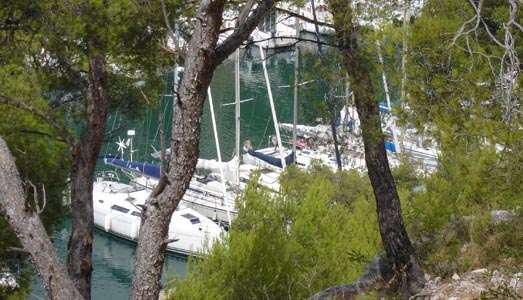Some yachts moored along the famous Les Callanques (rocky inlets)