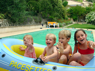 Misha, Joshua, John and Hannah having fun in the dingy