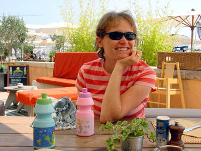 Mandy waiting for lunch at La N�te Bleu