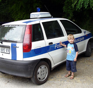 Joshua was quick to spot a local Italian police car