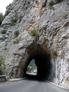 One of the little rock tunnels one passes through en route to Peille.