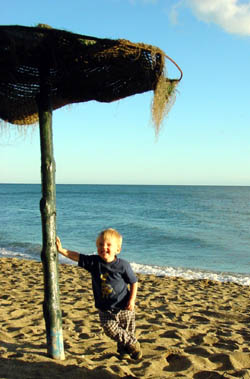 Joshua on the beach at Marbella