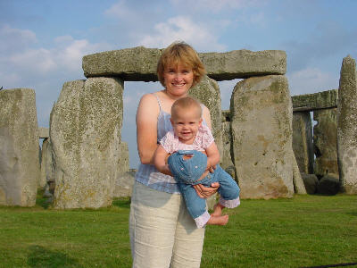 Mandy and Misha with Stonehenge in the background