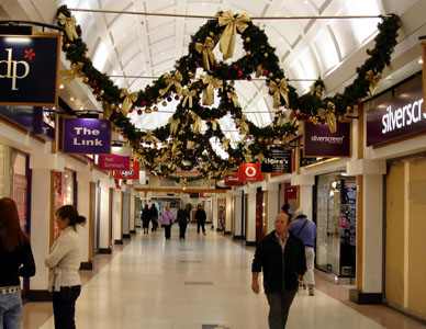 One of our shopping malls, decked out with Christmas attire