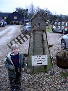 The mill had a cute miniature windmill in the car park that Joshua took a fancy to